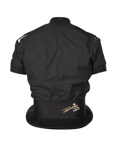 HIKO JACKPORT TOPDECK IN BLACK WITH WHITE LOGO SHORT SLEEVED - BACK VIEW 